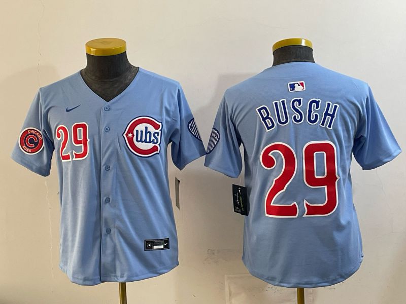 Youth 2026 Chicago Cubs #29 Busch Light Blue Game Nike MLB Jersey style 004->youth mlb jersey->Youth Jersey